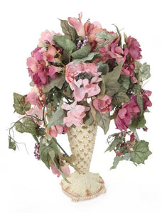 Artificial 45cm Pink and Purple Peony, Rose and Freesia Arrangement - Closer2Nature