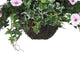 Artificial White Geranium and Pink Morning Glory Display in a 14″ Round Willow Hanging Basket - Closer2Nature