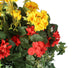 Artificial Red Begonia and Yellow Geranium Display in a 12″ Round Willow Hanging Basket - Closer2Nature