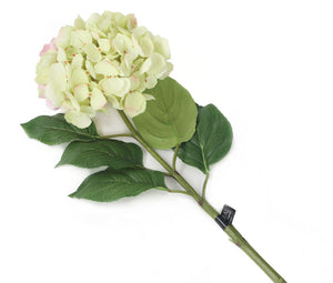 Artificial 87cm Single Stem Green and Pink Mophead Hydrangea - Closer2Nature