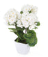 Artificial 1ft 2" White Zonal Geranium Plant