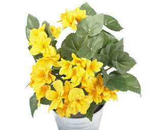 Artificial 24cm Yellow Begonia Plug Plant - Closer2Nature
