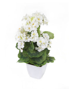 Artificial 1ft 1" White Zonal Geranium Plant - Closer2Nature