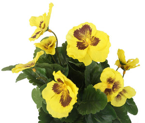 Artificial 30cm Yellow Pansy Plug Plant - Closer2Nature