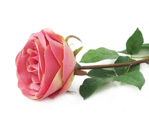 Artificial 72cm Single Stem Fully Open Dusky Pink Rose - Closer2Nature