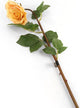 Artificial 92cm Single Stem Fully Open Golden Yellow and Pink Tipped Rose - Closer2Nature