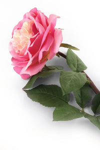Artificial 92cm Single Stem Fully Open Pink Rose - Closer2Nature