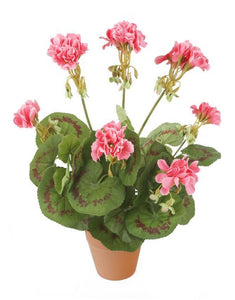 Artificial 38cm Pink Zonal Geranium Plug Plant - Closer2Nature
